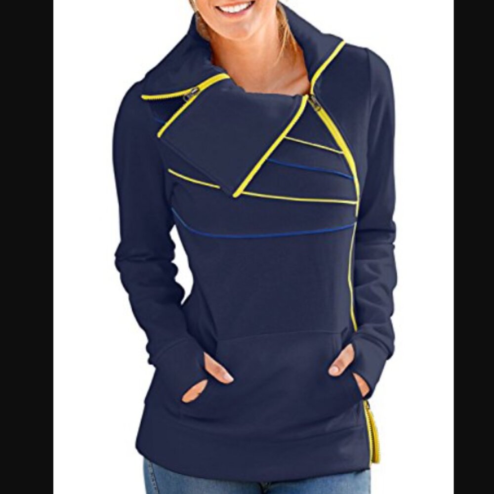 VENUS Navy Hoodie with Yellow and Orange Details